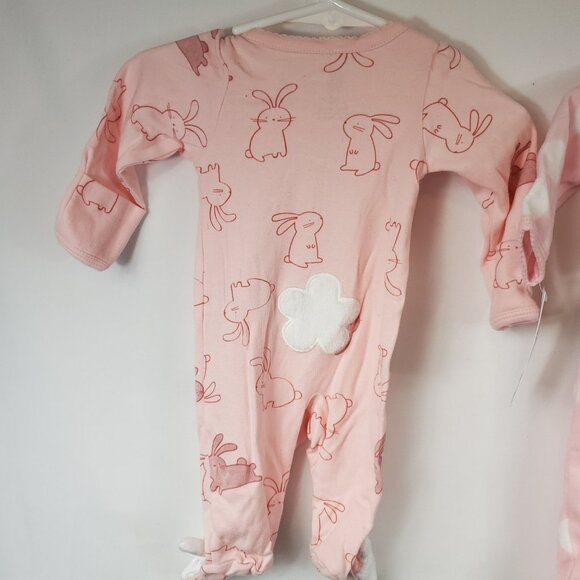 Carters 2 Pack Long Slv Footed Onesies Baby Girls Newborn Pajamas - Picture 16 of 16